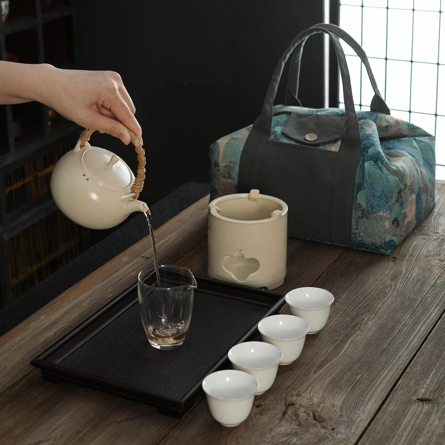 旅茶具收纳包户KUE外行旅游提可携式茶包特大号茶茶壶盖碗杯手收