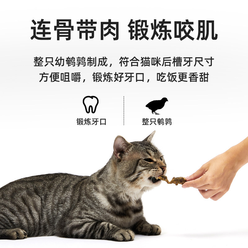 爱立方鹌鹑冻干猫咪生骨肉猫粮整只鹌鹑幼猫营养磨牙猫零食