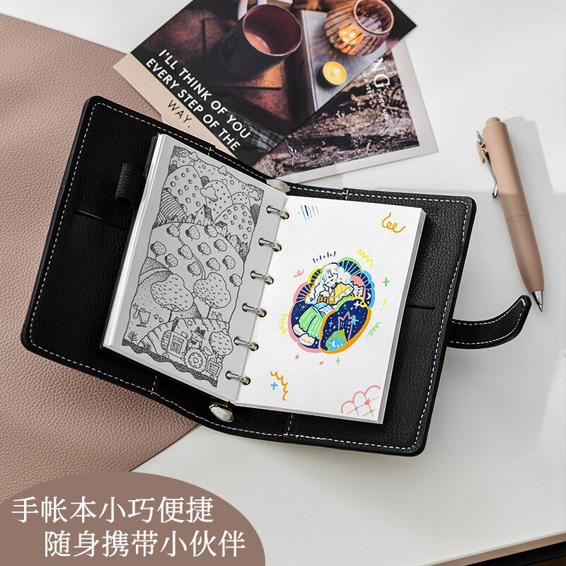 2026年新款随身便携A7活页手账本迷你笔记本本子空白网格点阵竖线