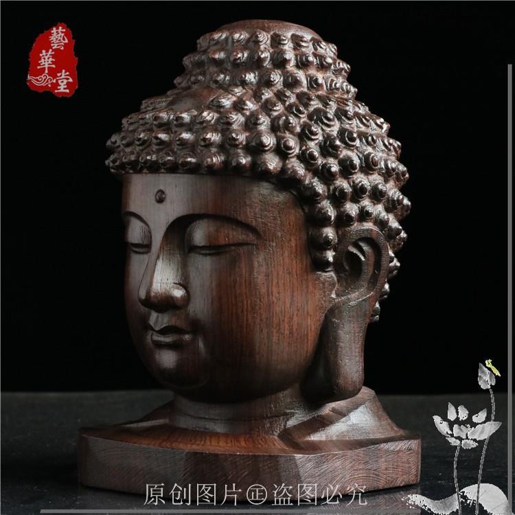 跨境供 优品释迦牟尼 如来佛头工艺品木雕摆件厂家直供
