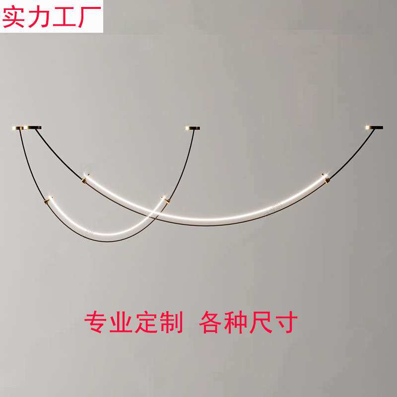 餐厅客厅长条灯设计师款个性简约现代前台吧台样板房展厅LED吊灯