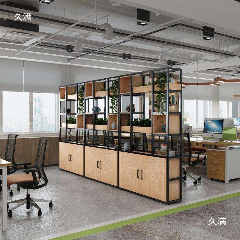 办公室铁艺隔断置物架工业风公司隔断墙餐厅装饰屏风博古架玄关柜