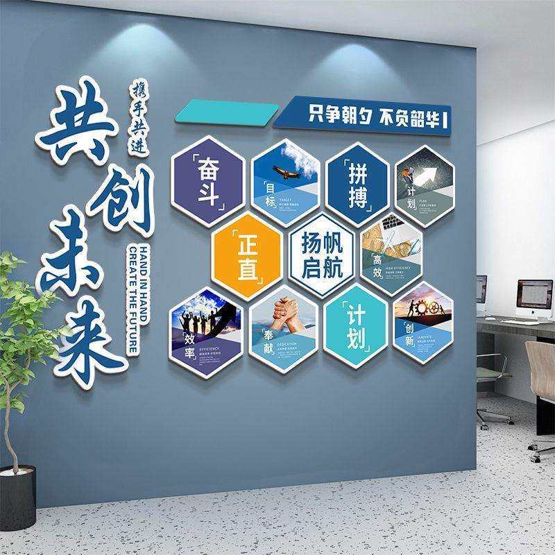 办公室墙面装饰公司会议室企业文化墙励志标语墙贴洽谈室背景贴画