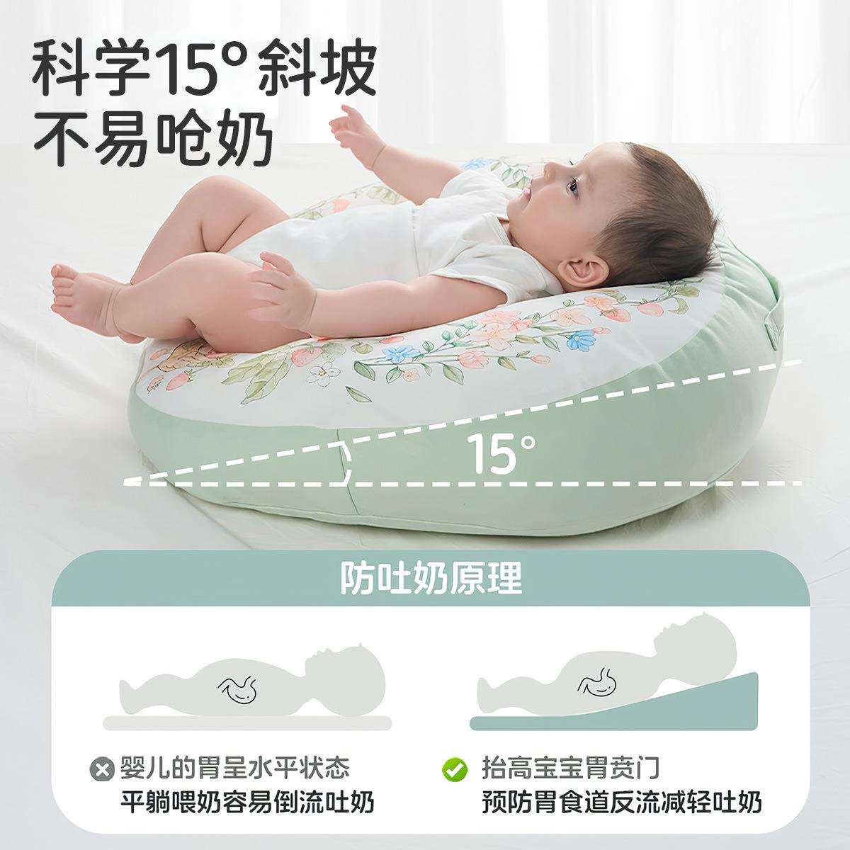 婧麒婴儿斜坡枕婴儿防吐奶胀气喂奶斜坡垫新生宝宝躺睡神器幼儿