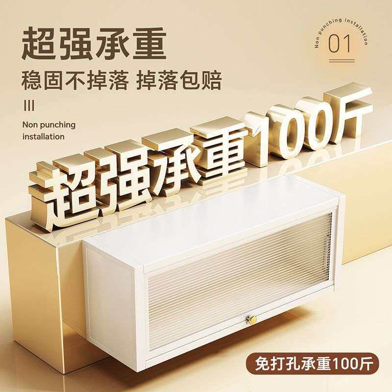 壁挂式厨房吊柜调料柜免打孔墙壁防尘橱柜调味品储物免钉置物架