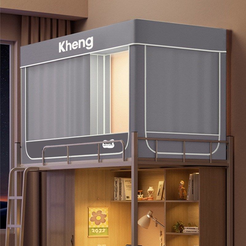 可伸缩大学生宿舍遮光布床帘蚊帐一体式三开门上铺下铺通用90x190