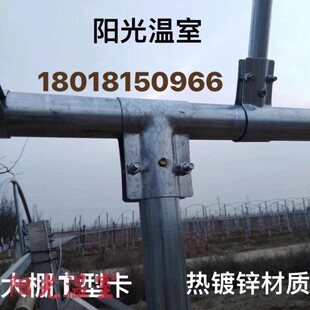 园艺养殖温室大棚骨架配件钢管T型卡管夹箍直鸭嘴卡丁字卡三通卡