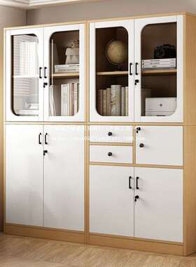 文件柜书柜办公室资料柜带锁财务档案收纳柜木质家用落地储物柜子