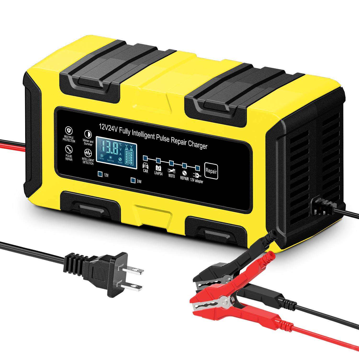 智能电池电瓶充电器12V24V10A大电流铅酸铁锂充电器