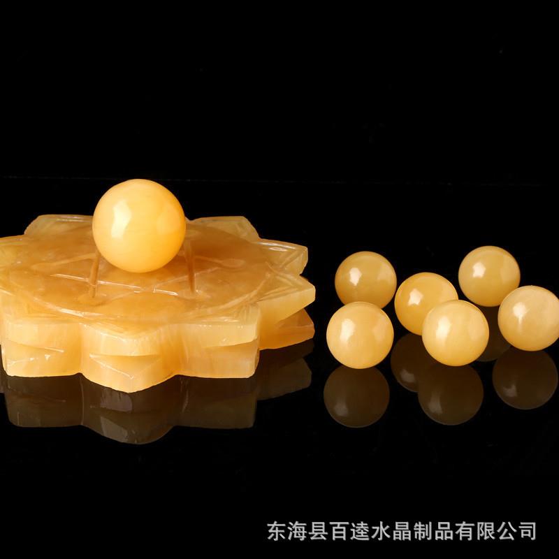 天然黄玉莲花七星阵 米黄玉风水摆件工艺品玄关公司开业