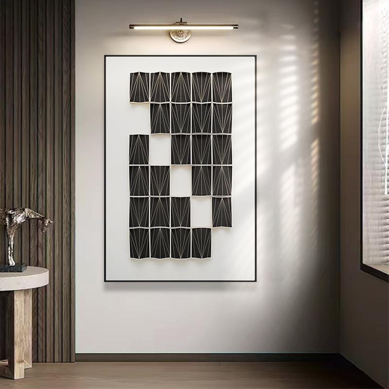 现代立体木雕装饰画手工镶嵌装置实物画简约客厅壁画玄关艺术挂画