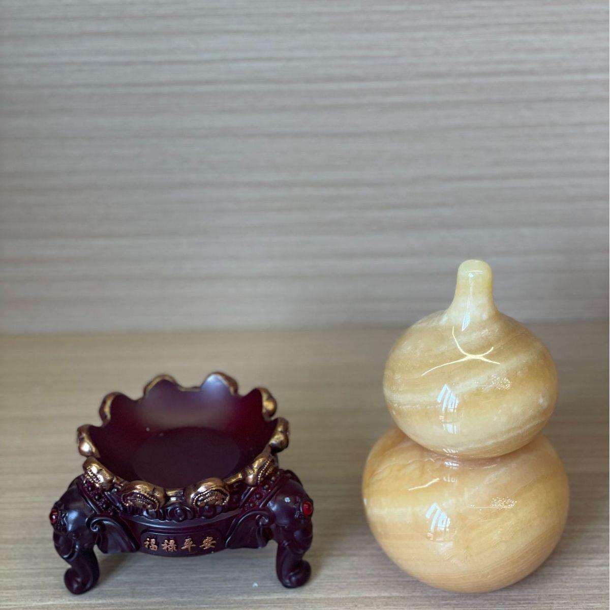 米黄玉葫芦摆件玉雕装饰品客厅玄关玉器工艺品吉祥家居摆设