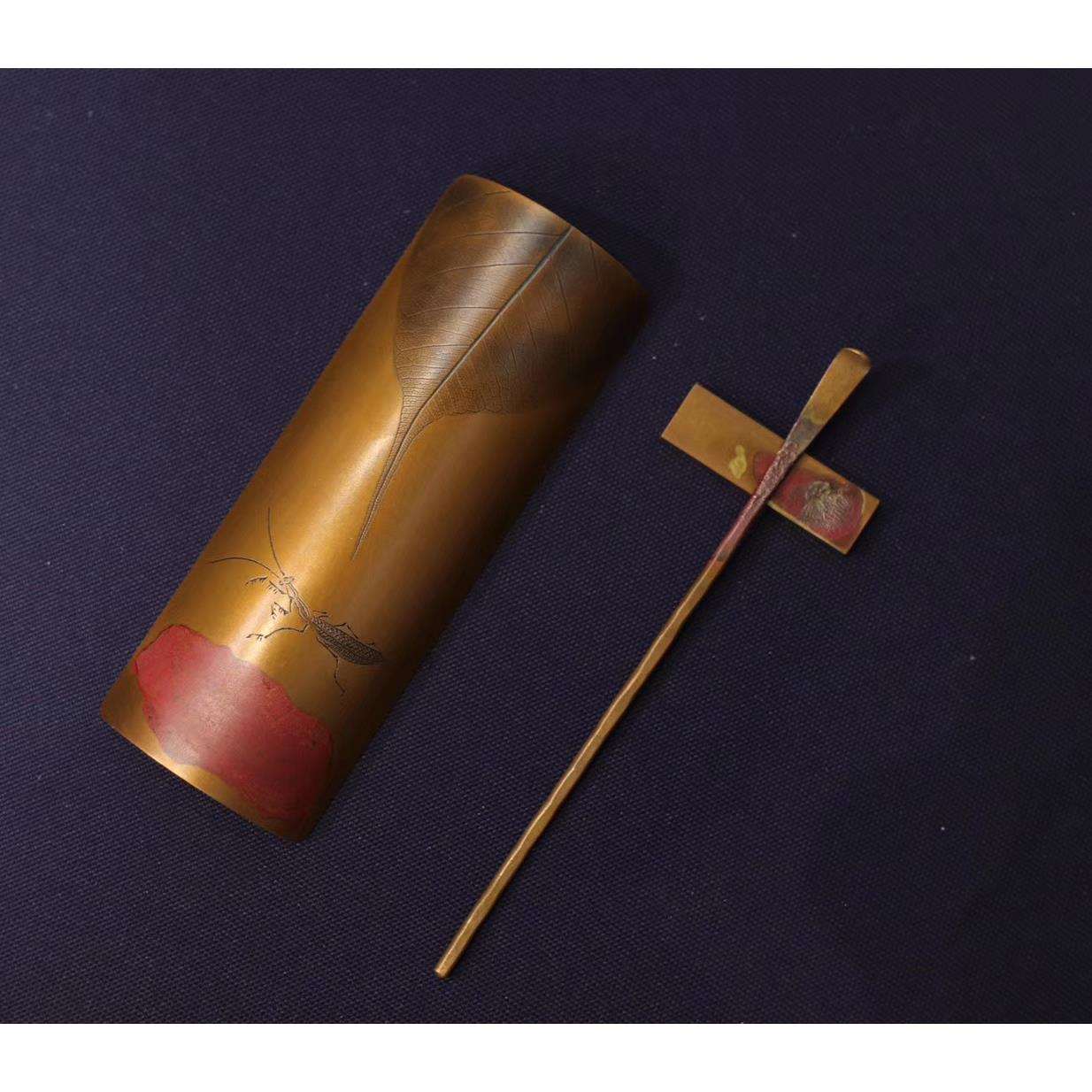 纯铜全手工打制走银雕刻铜茶则 多种款式 下单联系客服
