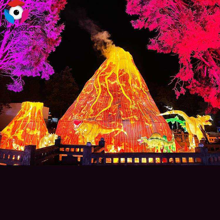 春节花灯展览设计 大型恐龙主题彩灯展 火山喷发造型花灯源头厂家