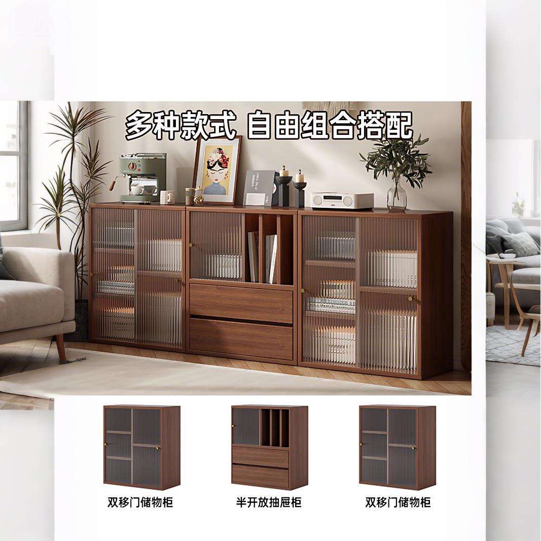 书柜收纳柜抽屉式组合柜客厅落地靠墙家用中古矮柜沙发边柜储物柜