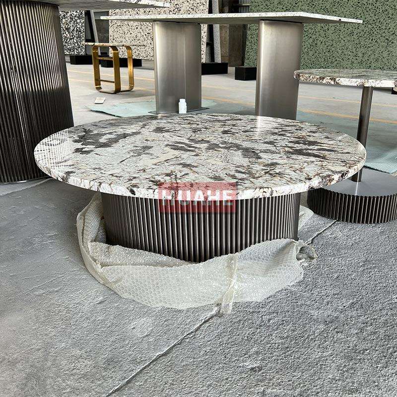 意式极简轻奢天然大理石餐桌台面茶几家用客厅酒店别墅饭台边几台