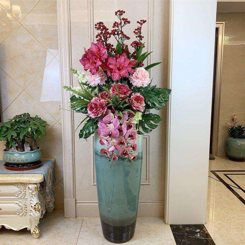 陶瓷落地大号花瓶仿真插花客厅新中式现代轻奢欧式装饰摆件景德镇