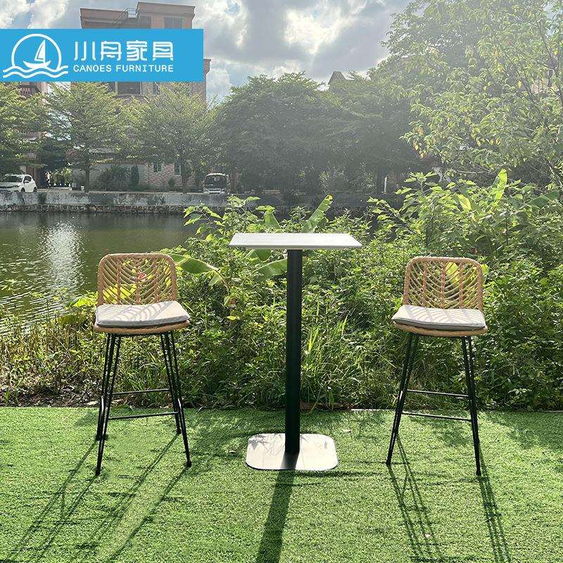 户外家具庭院阳台海景房酒吧音乐餐吧吧台椅室外餐厅防水防晒藤椅