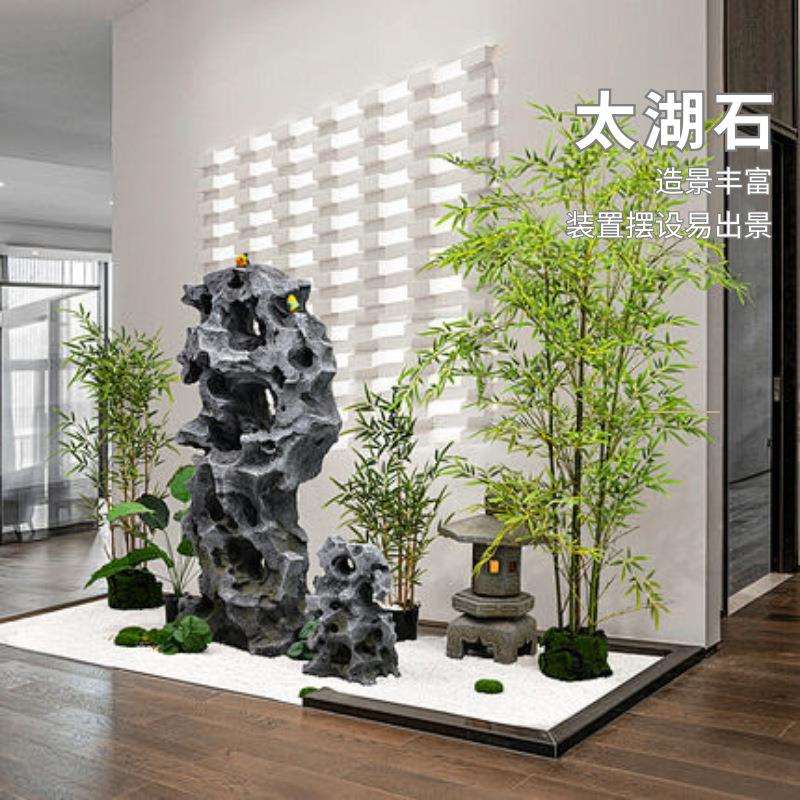 太湖石假山庭院鱼池假山制作灵璧石天然原石驳岸石草坪点缀造景石