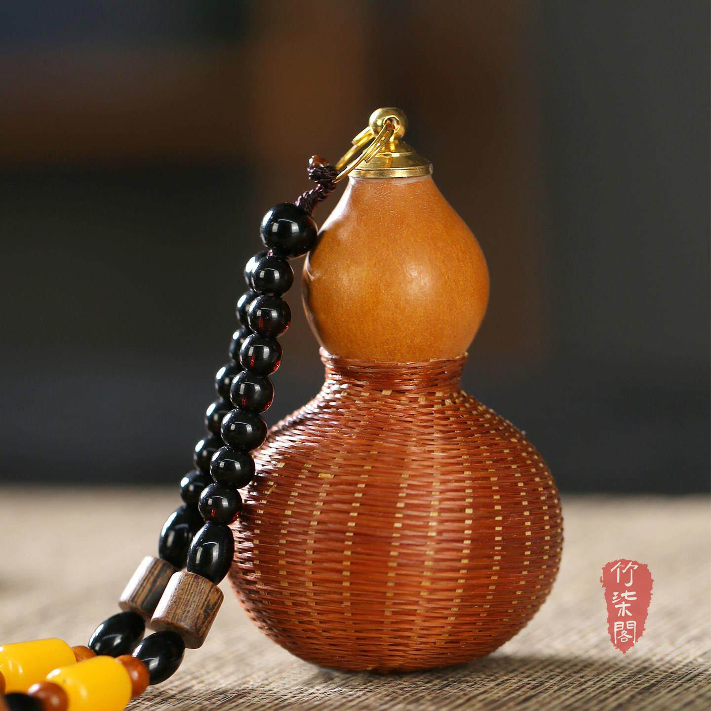 葫芦手把件竹工编捻手玩挂件手香囊车挂装文饰YY0661盘玩竹扣工艺