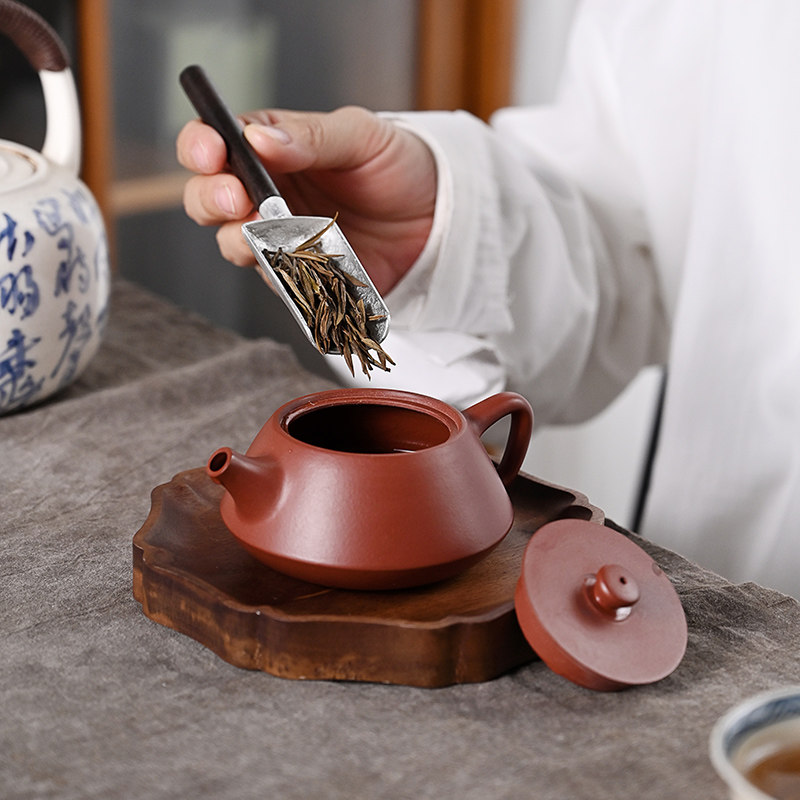 日式纯锡茶铲分茶勺家用长柄茶匙赏茶荷茶则茶具配件六君子零配件