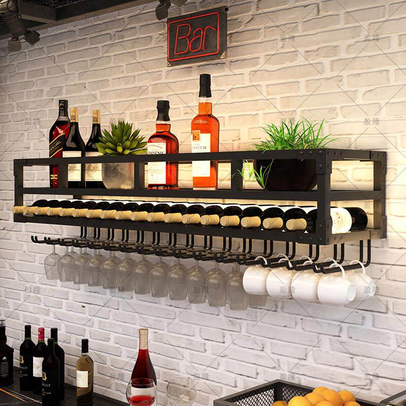 简约现代金属酒架尺可定做漆寸烤工红艺壁挂式酒柜酒YL00018杯倒