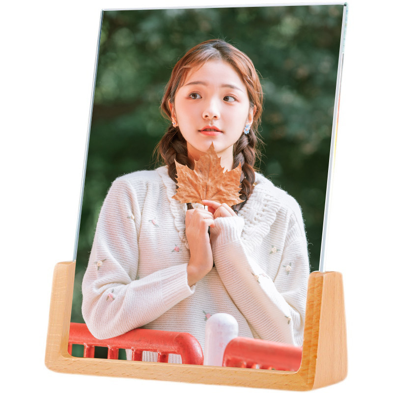 高档实木水晶照片定制相框摆台创意婚纱画框洗相片生日礼物带冲印