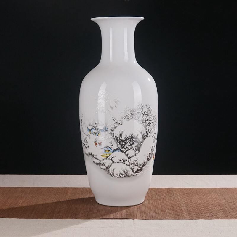 景德镇陶瓷粉彩花瓶景德镇瓷器摆件手工陶瓷艺术品家居装饰