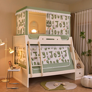 高低床遮挡帘子母床蚊帐遮光儿童上下铺一体式上铺双层床帐篷下铺