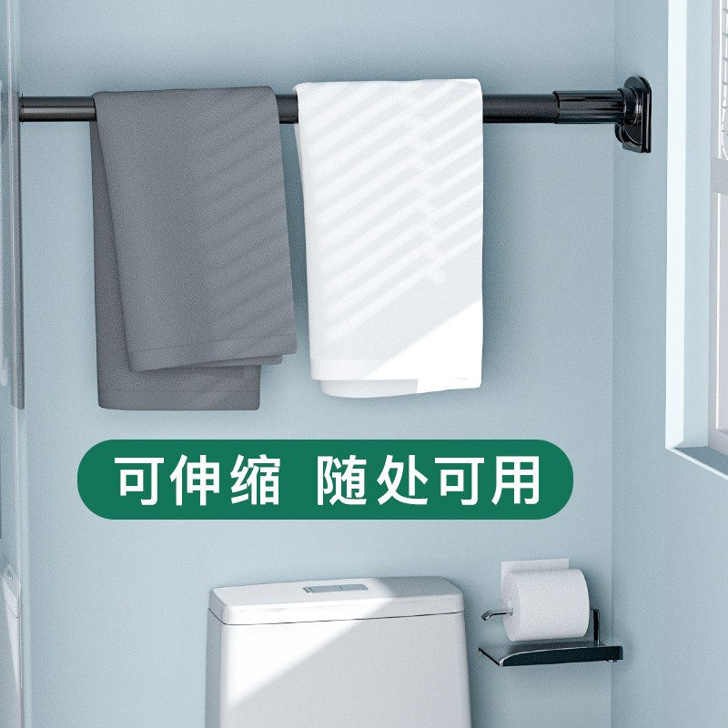 免打孔窗帘轨道罗马杆浴帘杆阳台晾衣伸缩杆房间隔断衣柜飘窗支撑