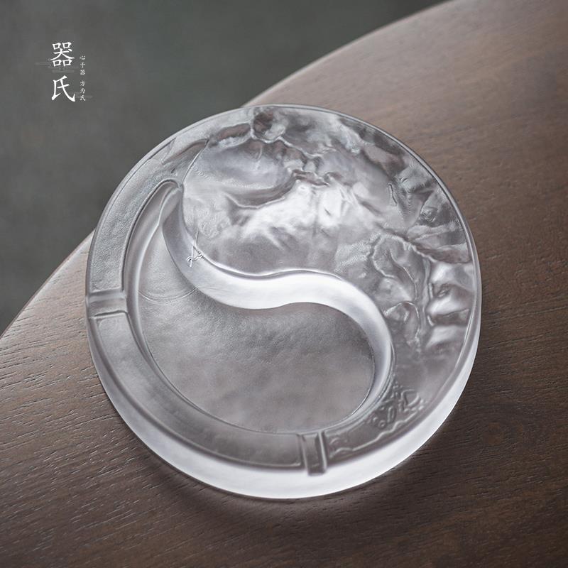 器氏 水晶玻璃烟灰缸家用创意个性客厅办公磨砂加厚烟缸透明摆件