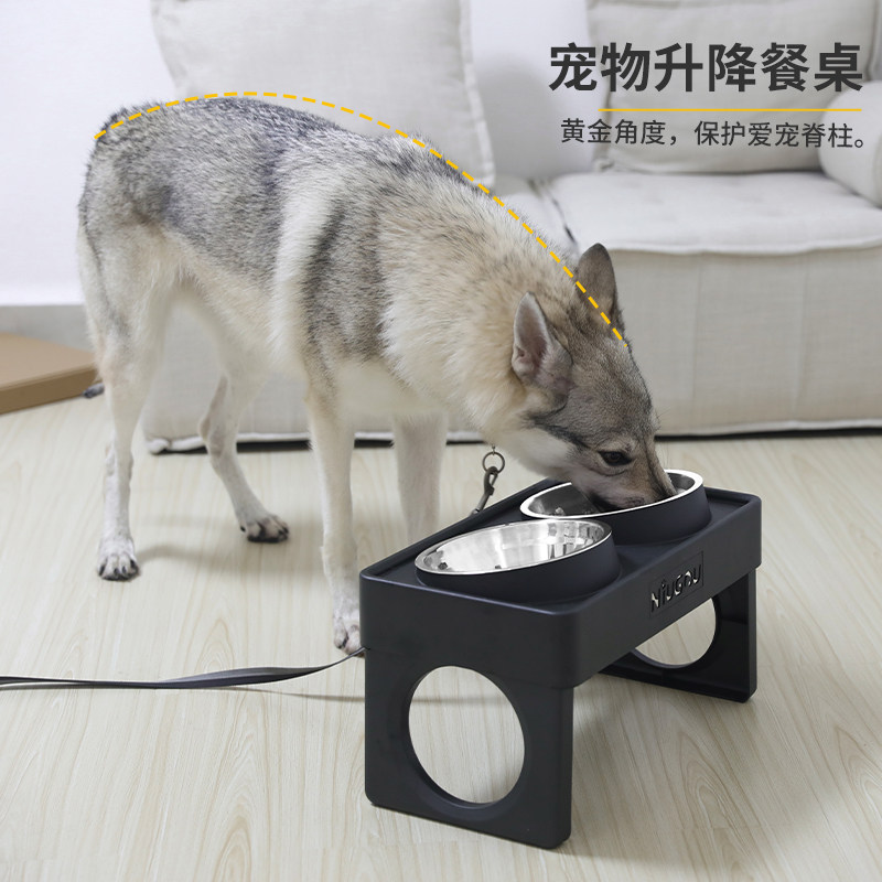 狗狗碗食盆大型犬高脚防打翻餐桌狗盆护颈双碗金毛宠物狗食盆饭盆