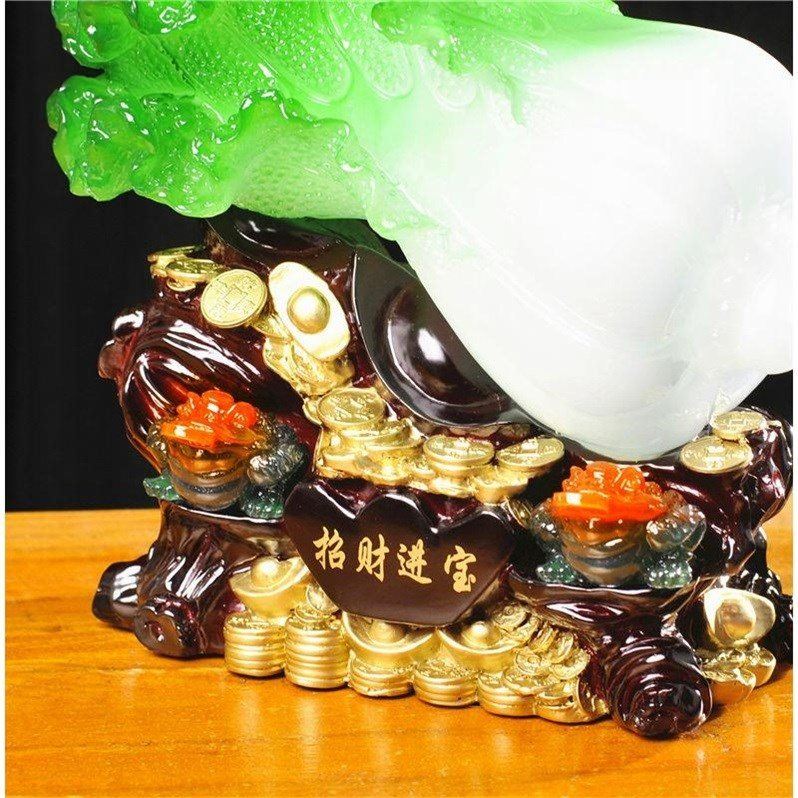 玉白菜摆件招财大号金蟾客厅玄关酒柜店铺家居工艺装饰品开业礼品