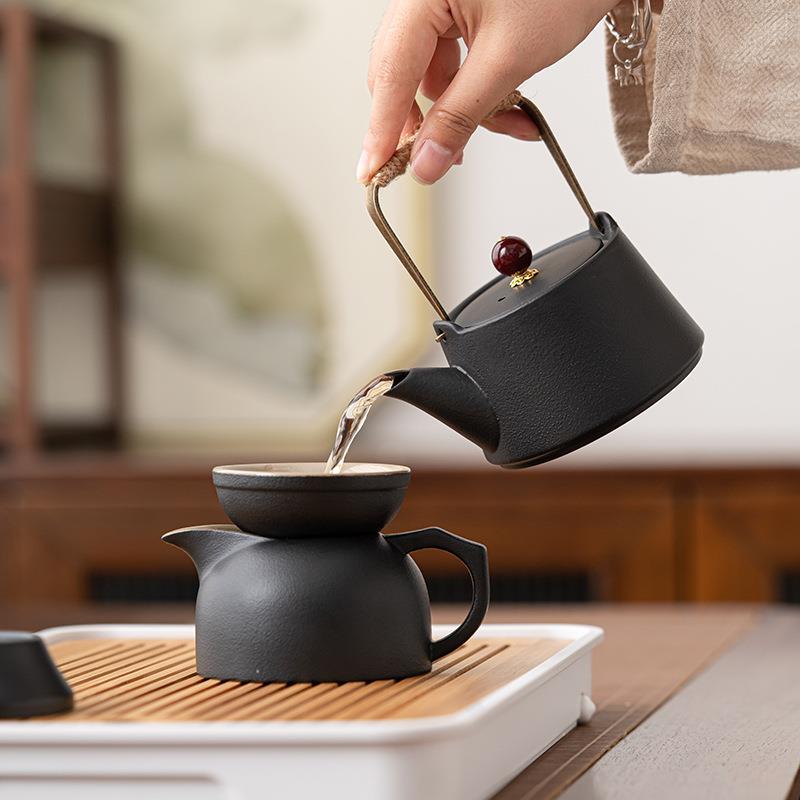 粗陶旅行干泡组套装便携式旅行茶具户外喝茶泡茶壶茶杯茶盘套装