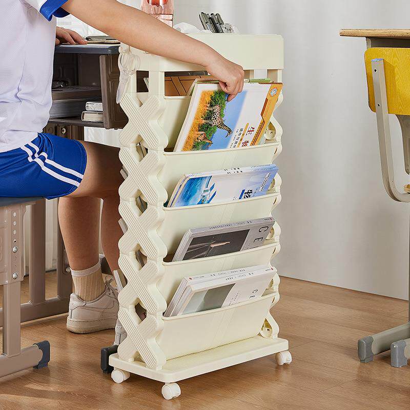 多功能书桌旁收纳置物架可移动带轮学生教室桌边卧室床头多层书架