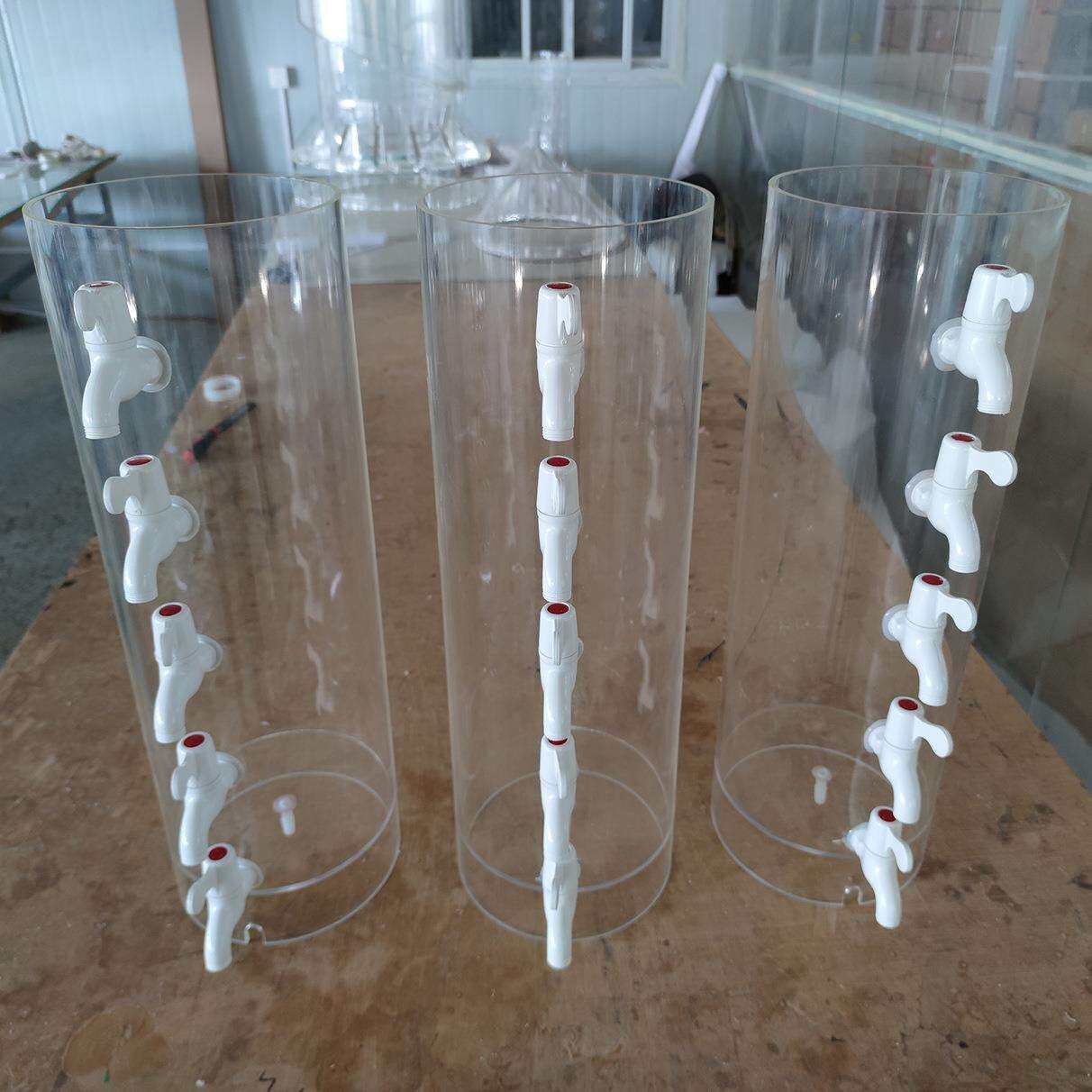 有机玻璃圆形出水口试验设备配件亚克力水流实验仪器管道制作工厂