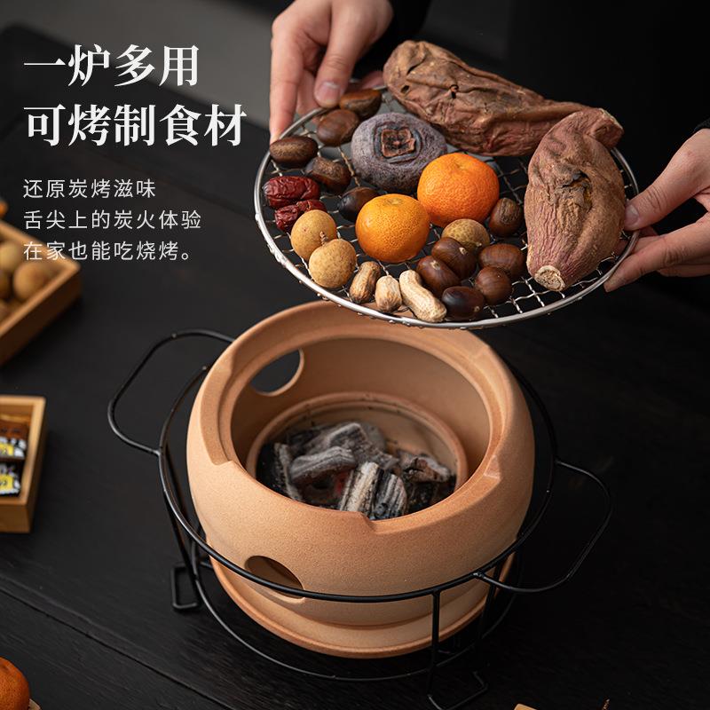 围炉煮茶陶土炭炉烤炉炭火茶炉粗陶养生茶壶烧水壶碳炉煮茶器套装