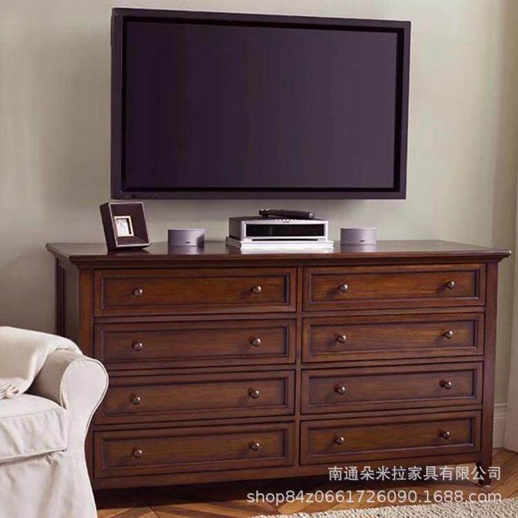 美式乡村现代简约复古做旧实木橡木八斗柜卧室储物收纳柜