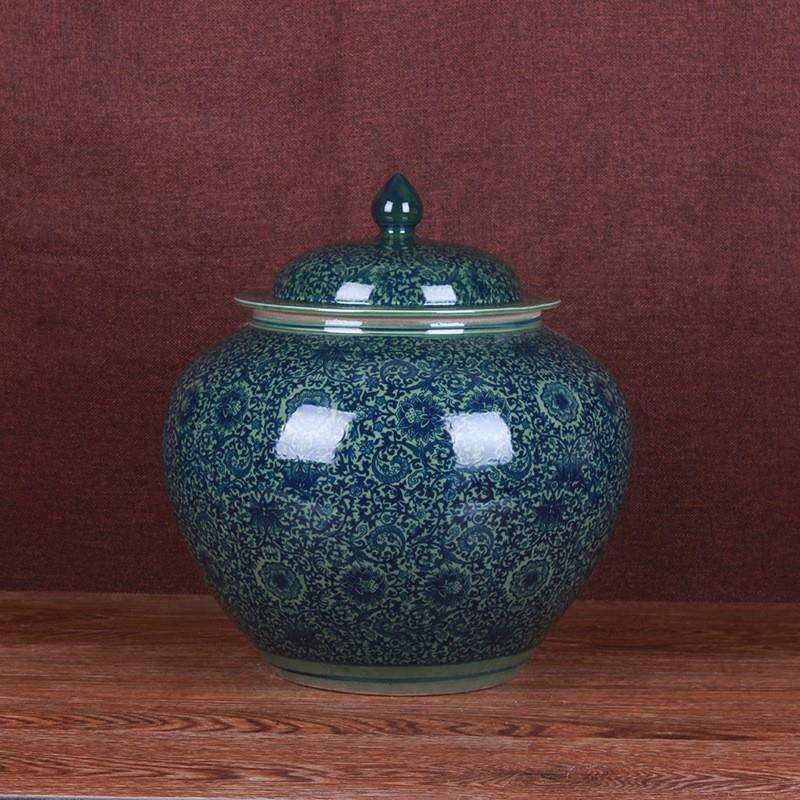 景德镇陶瓷工艺品 储物罐带盖仿古青花酒坛腌菜坛20斤装家居用品