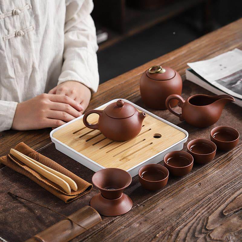 紫日式茶砂具组夫茶具喝功茶RXO壶套组家用简约禅意茶盘可携式旅
