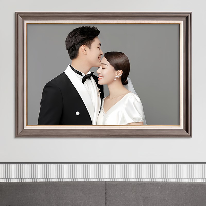 美式婚纱照大相框挂墙影楼结婚照片打印加洗卧室床头放大全家福