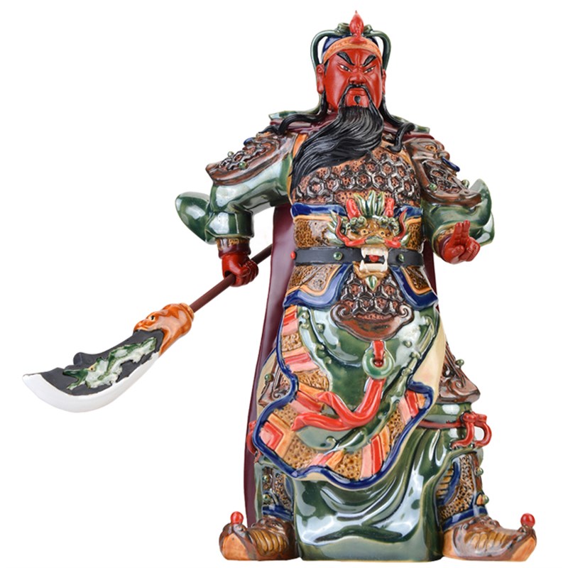 石湾陶瓷关公摆柜武财神招财关二爷客厅装饰摆件关帝工艺品开业用