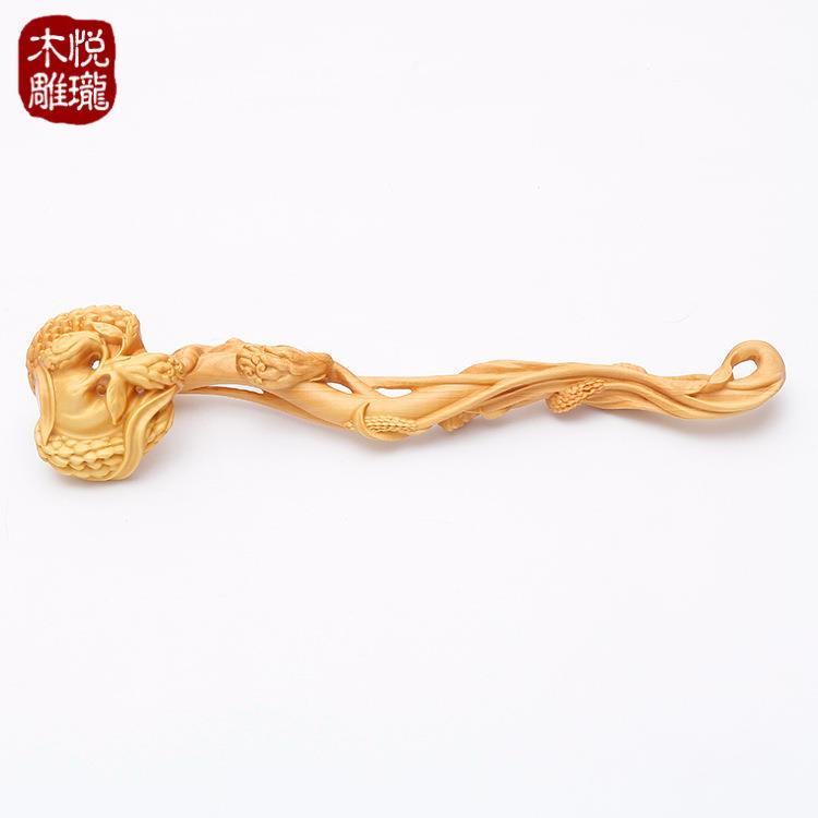 厂家直销 乐清黄杨木五谷如意雕刻木质工艺品雕刻摆件文玩小摆件