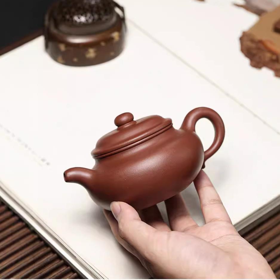 宜兴紫砂壶泡茶壶单壶半手工原矿紫泥底槽青仿古莲子精致传统茶壶