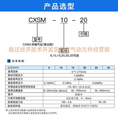 星辰双杆双轴气缸TR/CXSM6/10/15/20/25/32-10-15-20-25-30-40-50