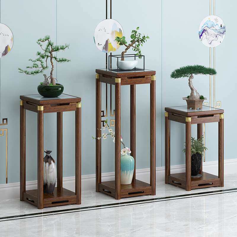 仿古室内花架竹制阳台展示架落地阳台盆栽置物架竹制客厅花台组合