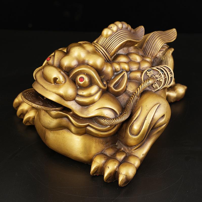 霸王金蟾铜金蟾摆件三足金蟾独角铜金蟾铜器家居工艺品摆件