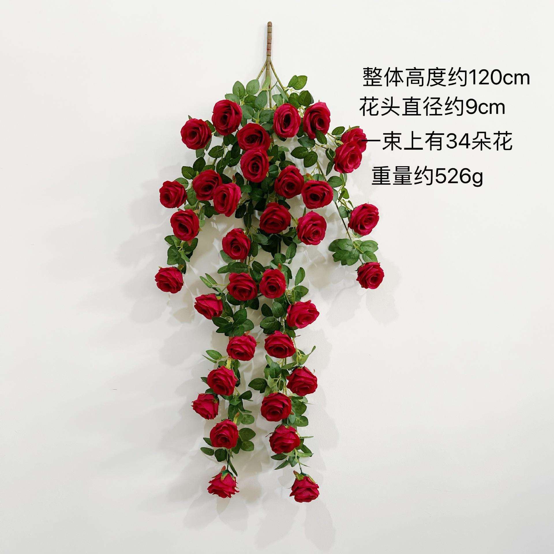 红色玫瑰壁挂花瀑布花墙插花橱窗布置商场美陈网红打卡点玫瑰装饰