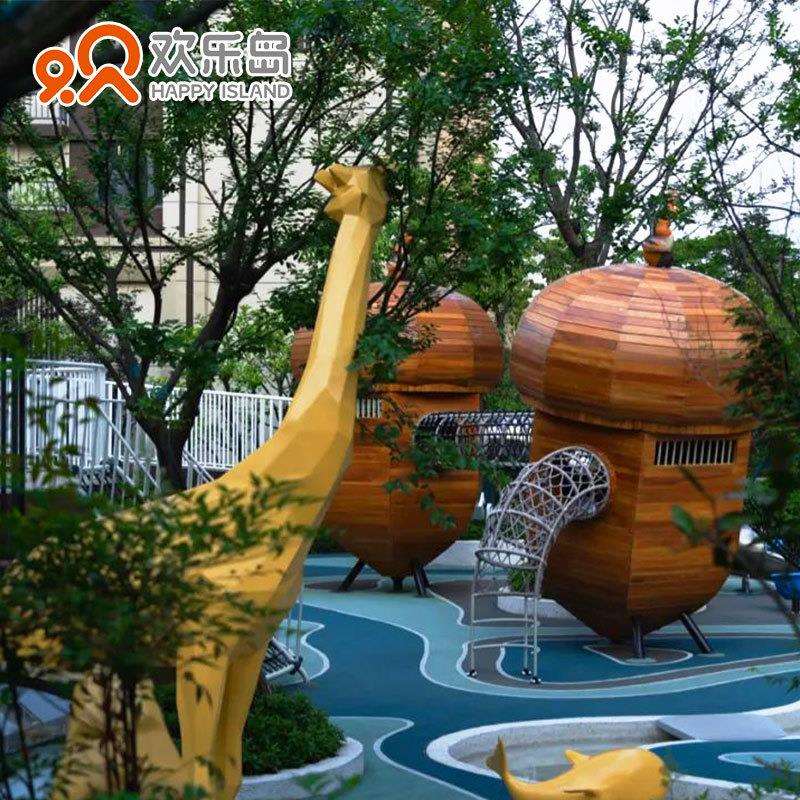 橡果主题无动力乐园设计小区儿童不锈钢滑梯公园景区游乐设备厂家