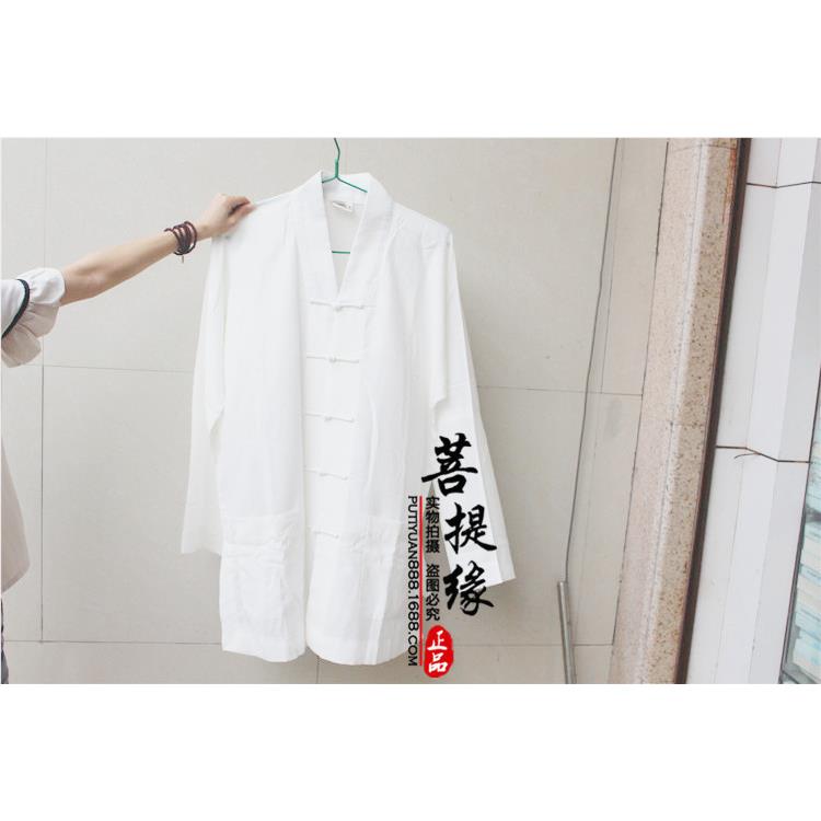 厂家直销 正觉 棉麻料服装禅 对开斜开白色短褂对襟斜襟